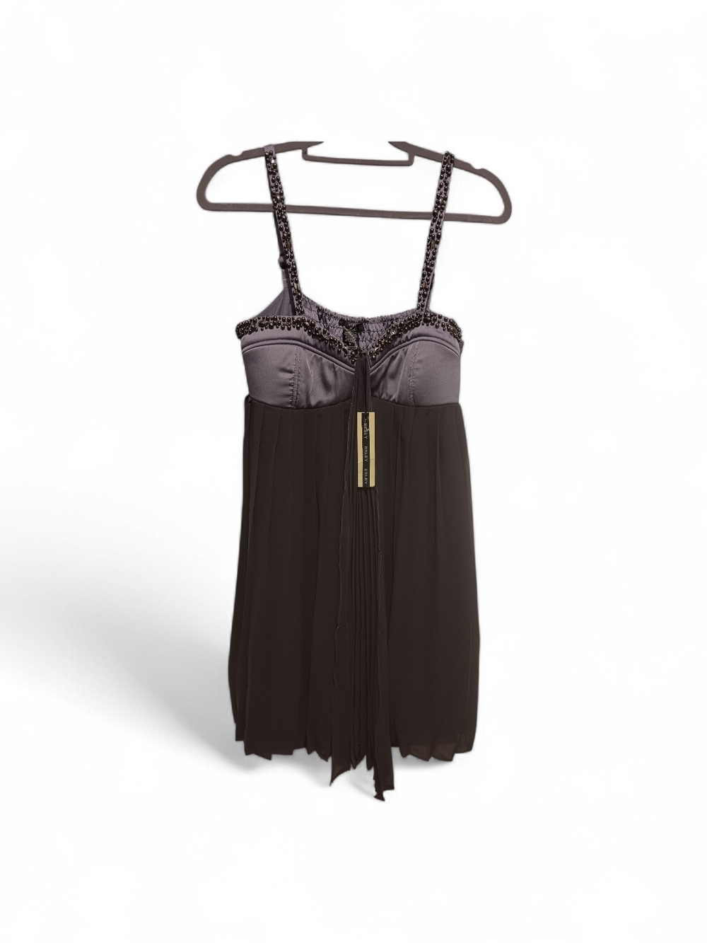 Esley Gray  Mini Dress with Beaded Accents
